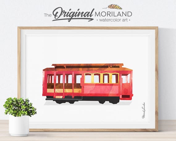 San Francisco Cable Car Watercolor Art Print (digital Download) - Etsy
