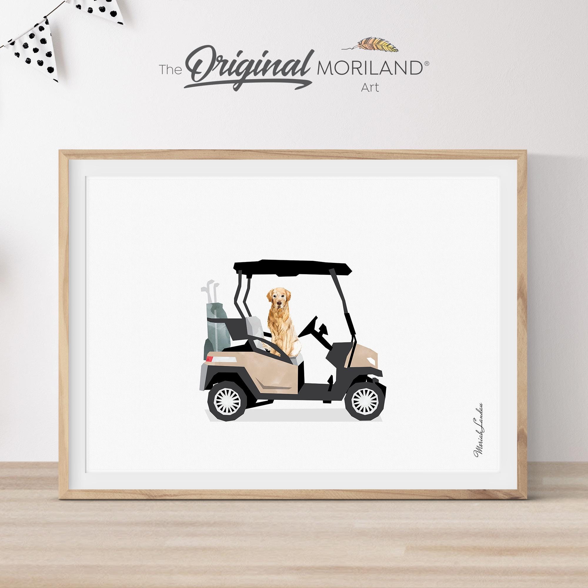 Golden Retriever Golf Cart Art – Dog Lover Gift (digital Download 
