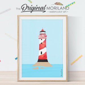 Lighthouse Print, Lighthouse Wall Decor, Nautical Art, Lighthouse Decor, Nautical Theme Baby Shower, Blue Nursery Art, Nautical Home Decor