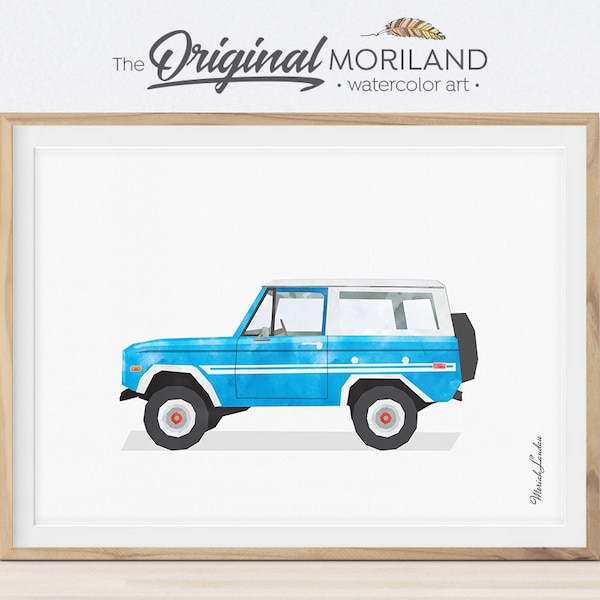 Blue Classic SUV Printable Art, Boys Room Decor, Instant Download