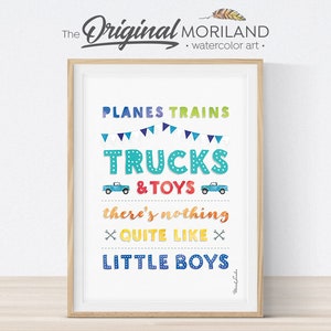 Impresión vertical de aviones, trenes, camiones y juguetes, decoración de transporte imprimible, arte de vehículos, arte de pared para guardería, regalos para niños, MORILAND®