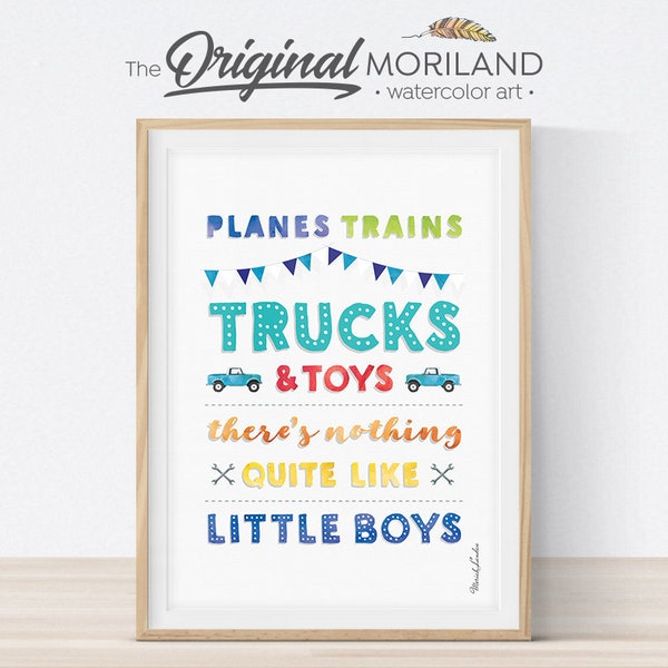 Planes Trains Trucks and Toys Print, Vertical, Printable Transportation Decor, Vehicle Art, Nursery Wall Art, Gifts for KIds,  MORILAND®