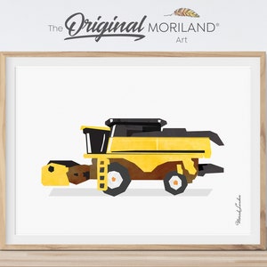 Yellow Combine Harvester Print, Printable Transportation Wall Art, Tractor Combine, Tractor Birthday Party, Farmhouse Decor, Little Boy Room