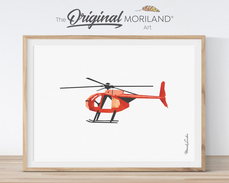 Helicopter Wall Art Helicopter Print Nursery Transportation Etsy