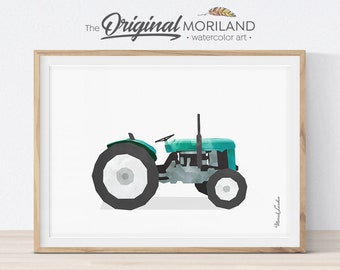 Tractor Watercolor Print, Transportation Nursery Decor (Digital Download)