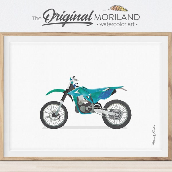Watercolor Dirt Bike Print, Transportation Wall Art (Digital File)