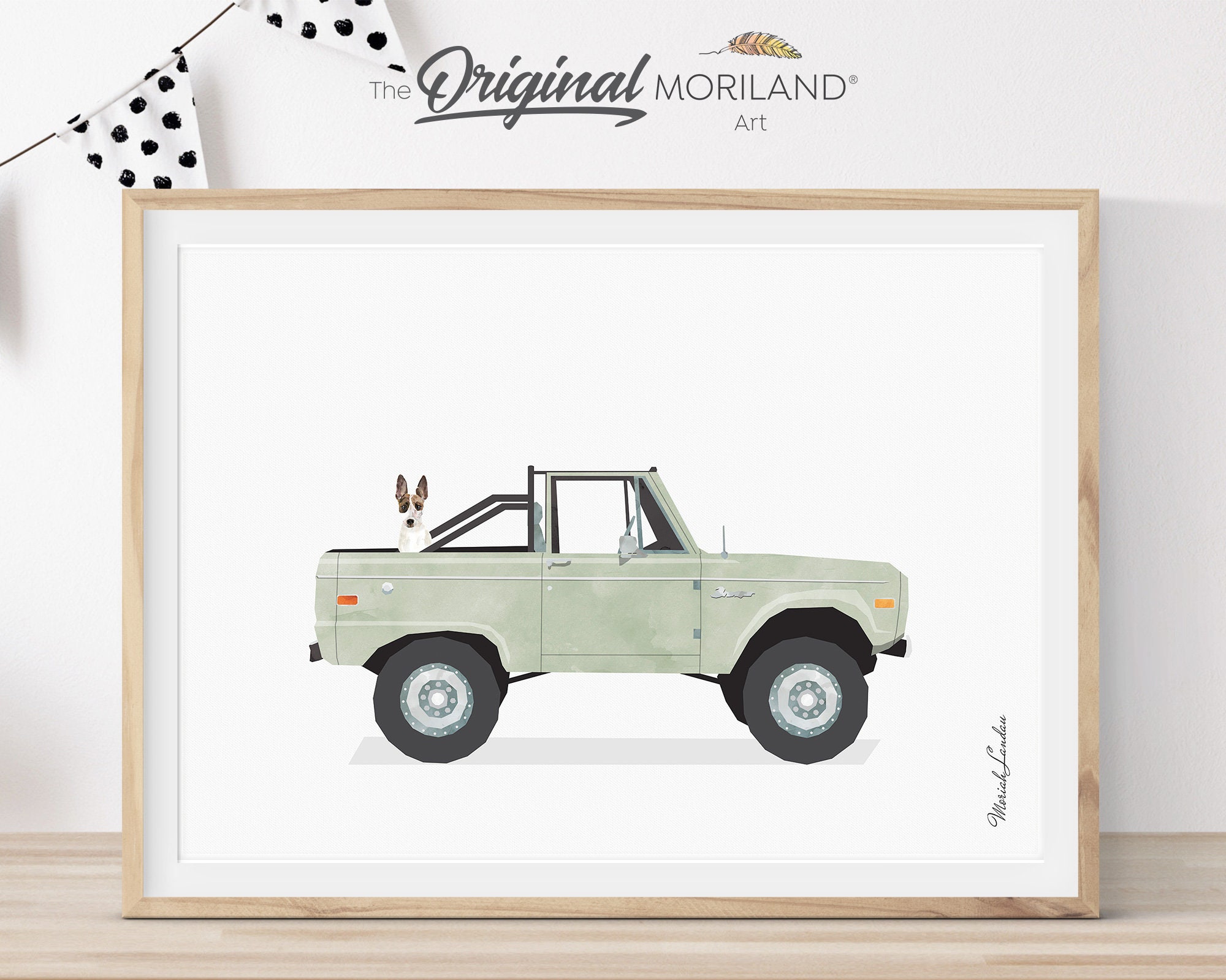 Sage Green Truck With Jack Russell Dog Art Print (digital Download) - Etsy