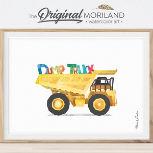 Dump Truck Print, Construction Vehicle Print, Toddler Room Decor, Boy Nursery Decor, Preschool Printable, Truck Print, Transportation Decor