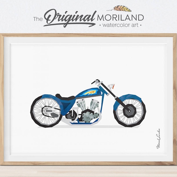 Motorbike Watercolor Art Print, Boy's Room Decor (Digital Download)