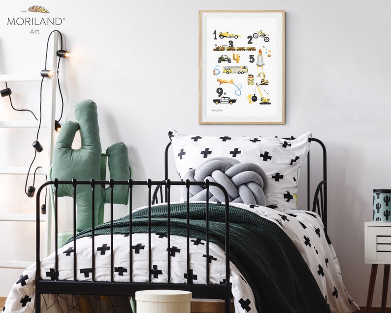 Numbers Print Printable Number Transportation Poster Etsy