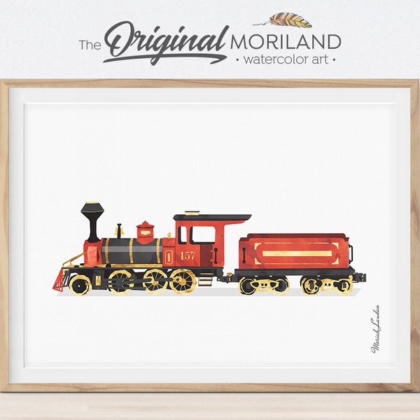 Vintage Steam Engine Art Print, Locomotive Wall Decor (Digital Download)