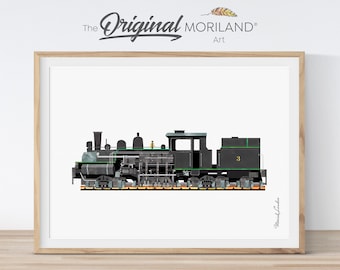 Steam Locomotive Train Print, Train Decor, Train Nursery, Transportation Wall Art, Boy Bedroom Art, Kid Room Decor, Train Party | MORILAND®