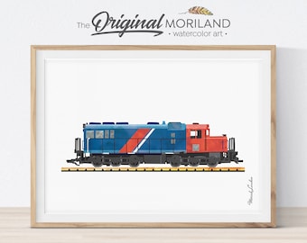 Diesel Locomotive Watercolor Art Print, Train Nursery Decor (Digital Download)