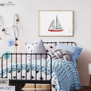 Sailboat Print, Nursery Wall Art, Nautical Art Print, Boat Decor ...