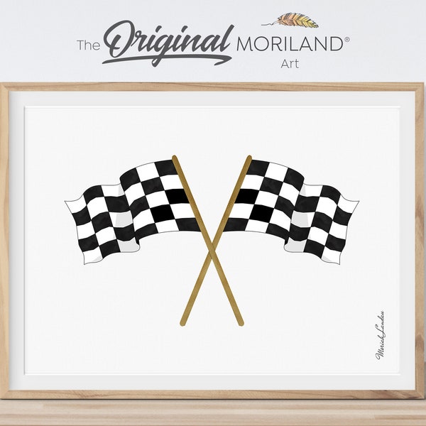 Racing Flag Printable, Start Flags, Race Flags, Checkered Flag Wall Art, Finish Flags, Boy Bedroom Art, Racecar Wall Decor, MORILAND®