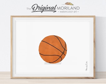 Impression aquarelle de basket-ball, décoration de chambre d'enfant sport (téléchargement numérique)