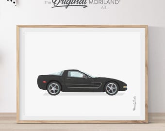 Impression d'art de voiture de sport noire, décoration de véhicule classique (téléchargement numérique)