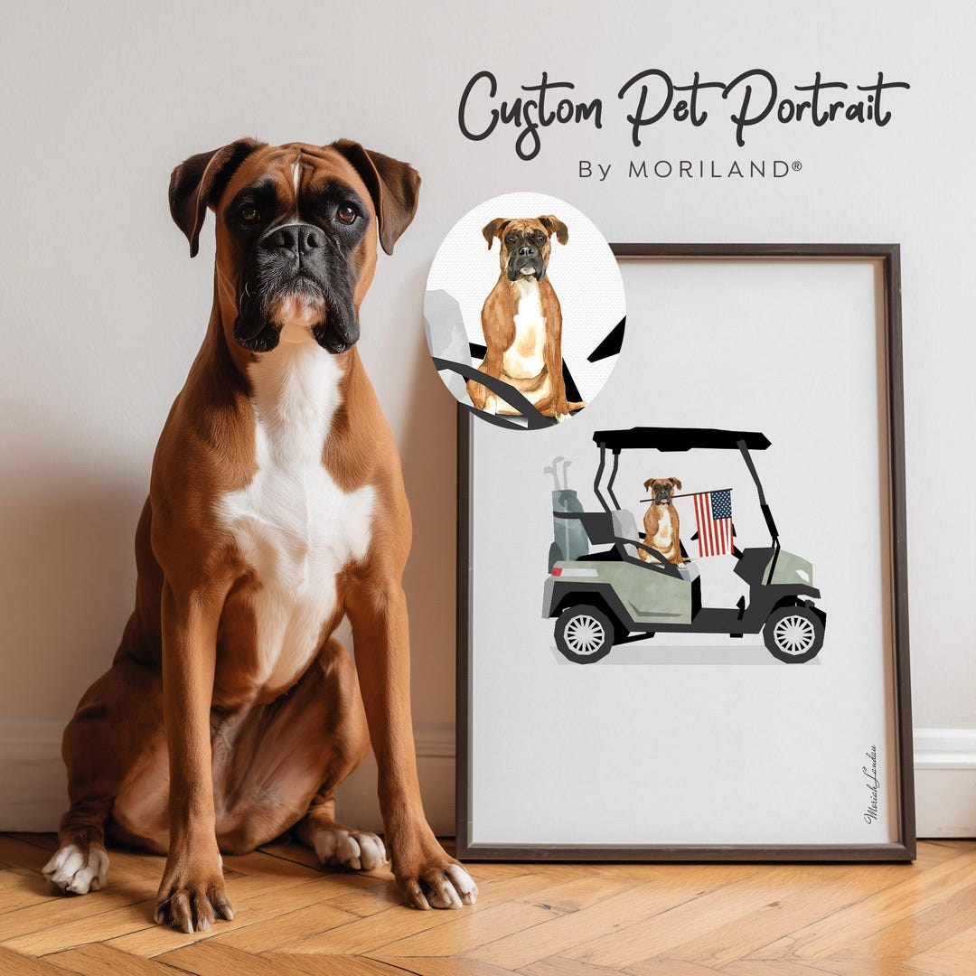 Custom Pet Portrait | Dog in Car Art | Personalized Pet