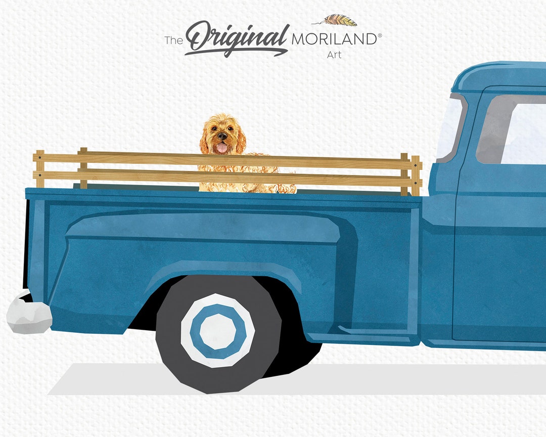 Golden Doodle in Blue Truck Print, Pet Wall Art (digital File) - Etsy