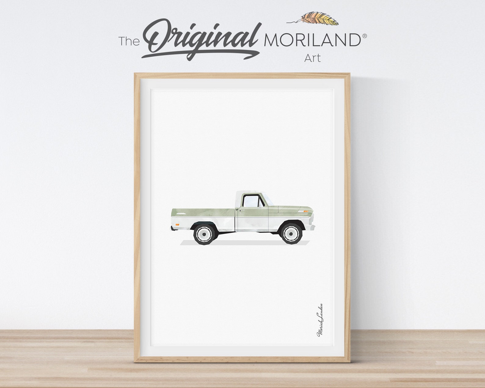 Sage Green Pickup Truck Print Vertical Printable Classic Car Etsy