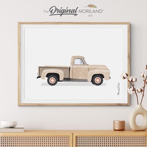Beige Old Truck Print, Pickup Truck Wall Art, Truck Art, Nursery Prints, Car Printable Poster, Toddler, Transportation Art, MORILAND®