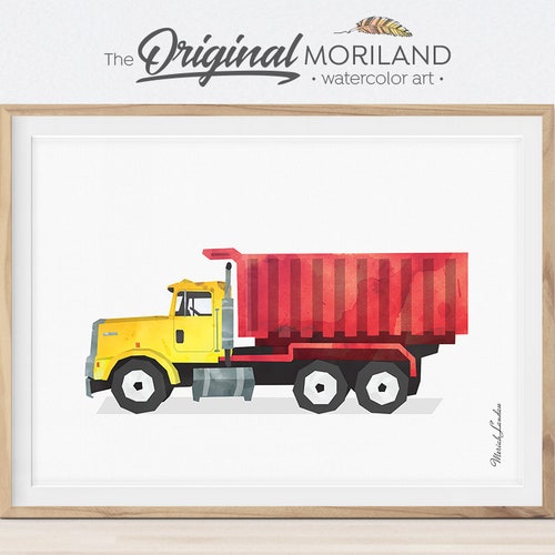 Dump Truck Print Dump Truck Wall Art Construction Print Etsy
