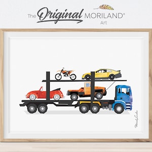 Car Carrier Truck Print, Transportation Wall Art, Truck Birthday, Truck Print, Boy Nursery Decor, Toddler Art, Car Printable, Car Hauler