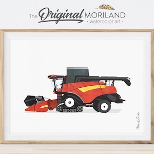 Combine Harvester Print, Transportation Wall Art, Tractor Farm Combine, Children&#39;s Room Art, Kids Room Decor, Farmhouse Decor, Printable