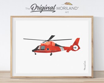 Coast Guard Helicopter Print, Playroom Decor (Digital File)
