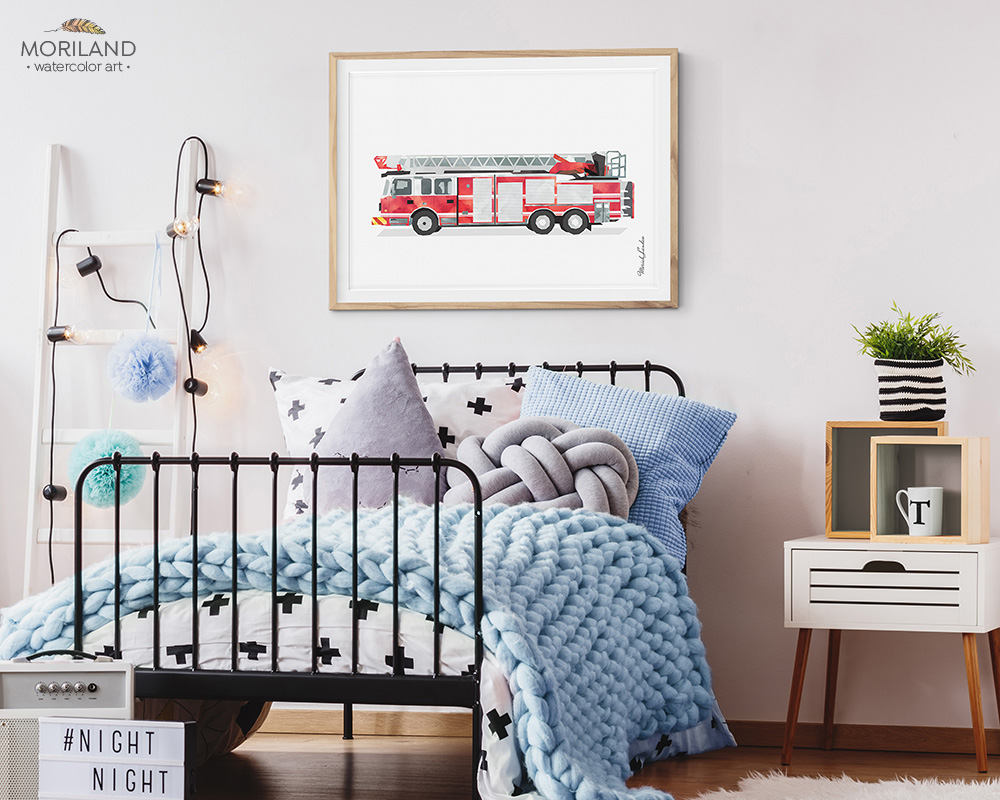 Fire Truck Print Fire Truck Printable Ladder Truck Print - Etsy