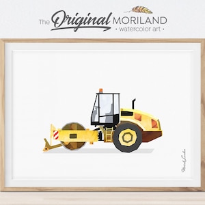 Steam Roller Print, Road Roller Wall Art, Construction Nursery Print, Truck Printable, Children&#39;s Room Print, Transportation Decor