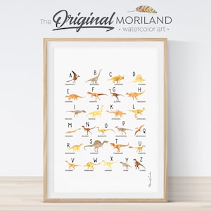 Alphabet Print, Dinosaurs Alphabet Poster, ABC Poster, Alphabet Art, Nursery Decor, Vertical, Dinosaur Print, Dinosaur Printable, MORILAND®