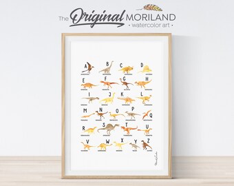 Dinosaur Alphabet Print, ABC Nursery Decor (Digital Download)