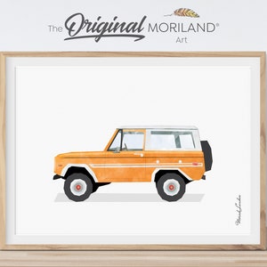 Orange SUV Print, SUV Wall Art, Transportation Wall Art, Classic Car, Girl Room Poster, Watercolor Decor, Printable, Car Print, by MORILAND®