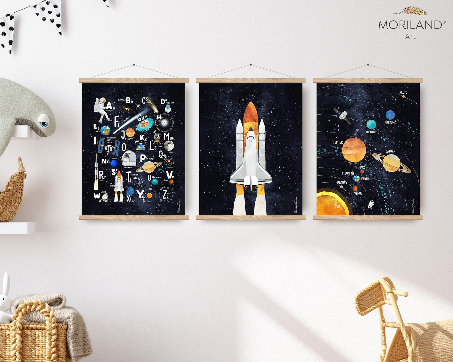 Educational Space Art Prints Printable Set of 3 Space Art Etsy