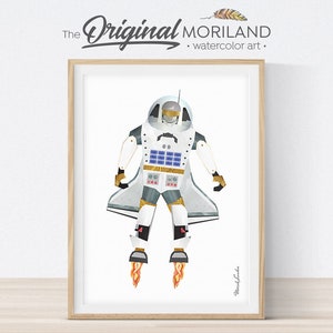 Robot Print, Space Transformer Print, Astronaut Robot Art, Transportation Decor, Vertical Room Decor, Boy Bedroom Art, Printable, MORILAND®