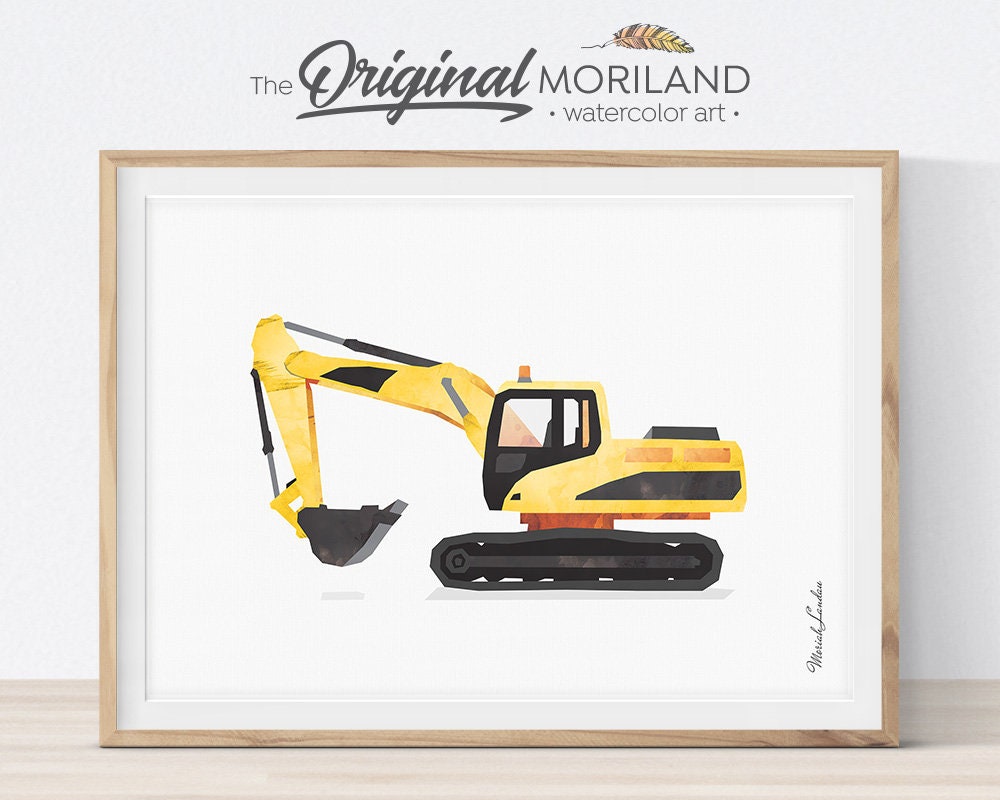 Excavator Print, Digger Art, Construction Print, Toddler Boy Poster, Nursery Printable, Truck Print, Transportation Decor, Gifts for Kids