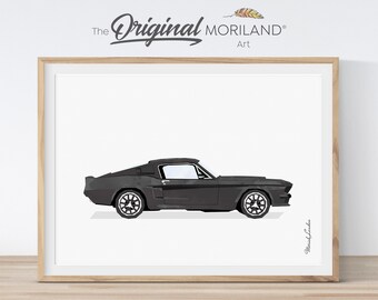 Impression de muscle car noir, art de véhicule vintage (téléchargement numérique)