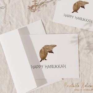 Carte imprimable Happy Hanoucca d'un tatou des Fêtes | de MORILAND®