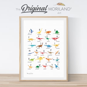 Alphabet Print, Dinosaurs Alphabet Poster, Multicolor Dino ABC, Alphabet Art, Nursery Decor, Dinosaur Print, Dinosaur Printable, MORILAND®