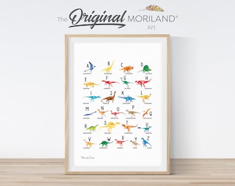 Dinosaur Alphabet Print, Multicolor Dino ABC, Nursery Decor (Digital File)