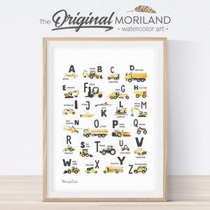 Alphabet Print, Transportation Alphabet Poster, Car Printable, Vertical, ABC Poster, Alphabet Art, Nursery Decor, Construction Art, MORILAND