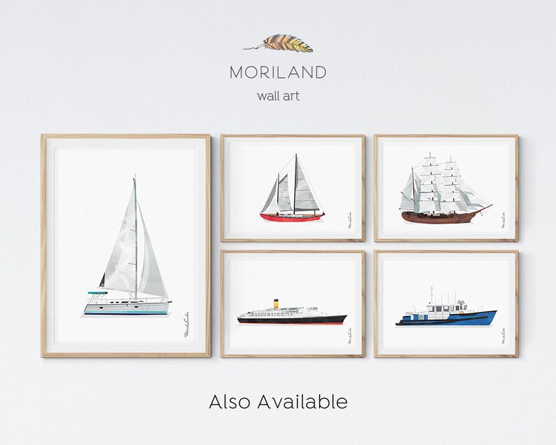 Sailboat Print Nursery Wall Art Nautical Art Print Boat | Etsy