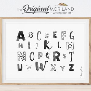 Alphabet Print, Alphabet Wall Art, Letters, Kids ABC Poster, Alphabet Printable Art, Alphabet Black & White, Nursery Decor, Classroom Decor