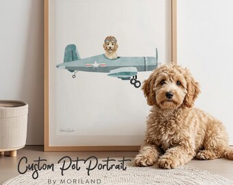 Custom Dog Portrait Canvas or Digital Print, Dog in Car Illustration from Photo, Special Gift