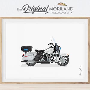 Police Motorcycle Art Print, Transportation Wall Decor (Digital Download)