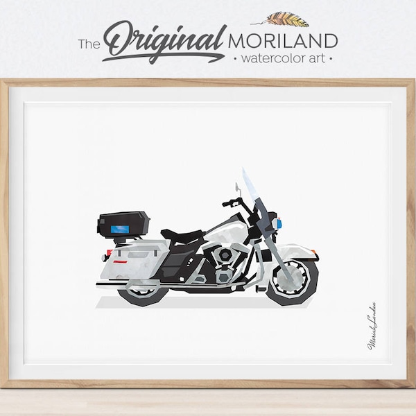 Police Motorcycle Digital Print Etsy