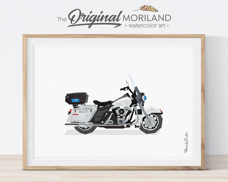Police Motorcycle Print Police Wall Art Police Theme Etsy