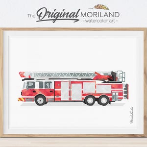 Fire Truck Print, Fire Truck Printable, Ladder Truck Print, Firetruck ...