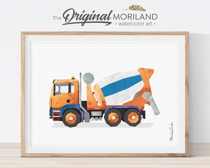 Cement Mixer Print Boy Nursery Art Construction Printable Etsy Canada